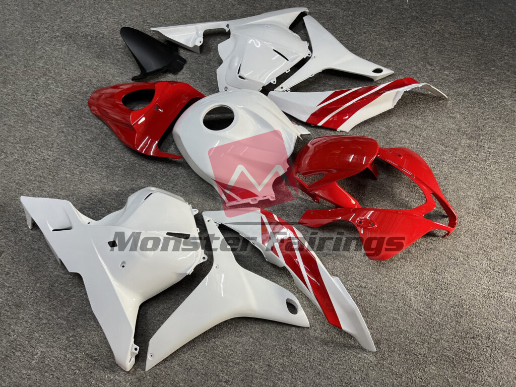Honda CBR600RR custom ABS fairings 2009 - 2012 in Gloss White With Red - durable replacement kit, Monster Fairings