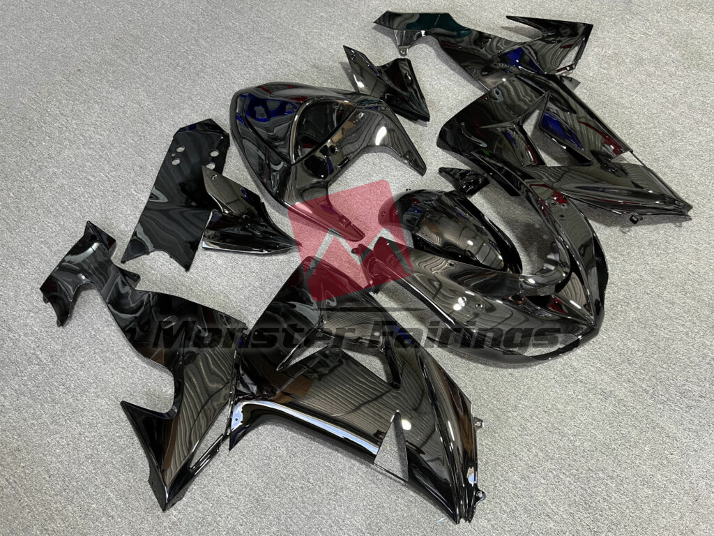 Kawasaki ZX10R custom ABS fairings 2006 - 2007 in Gloss Deep Black - durable replacement kit, Monster Fairings