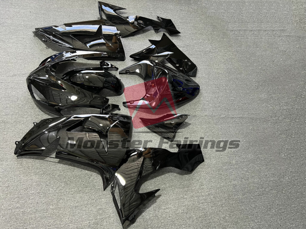2006 - 2007 Kawasaki ZX10R Gloss Deep Black fairing set - ABS injection, custom painted by Monster Fairings