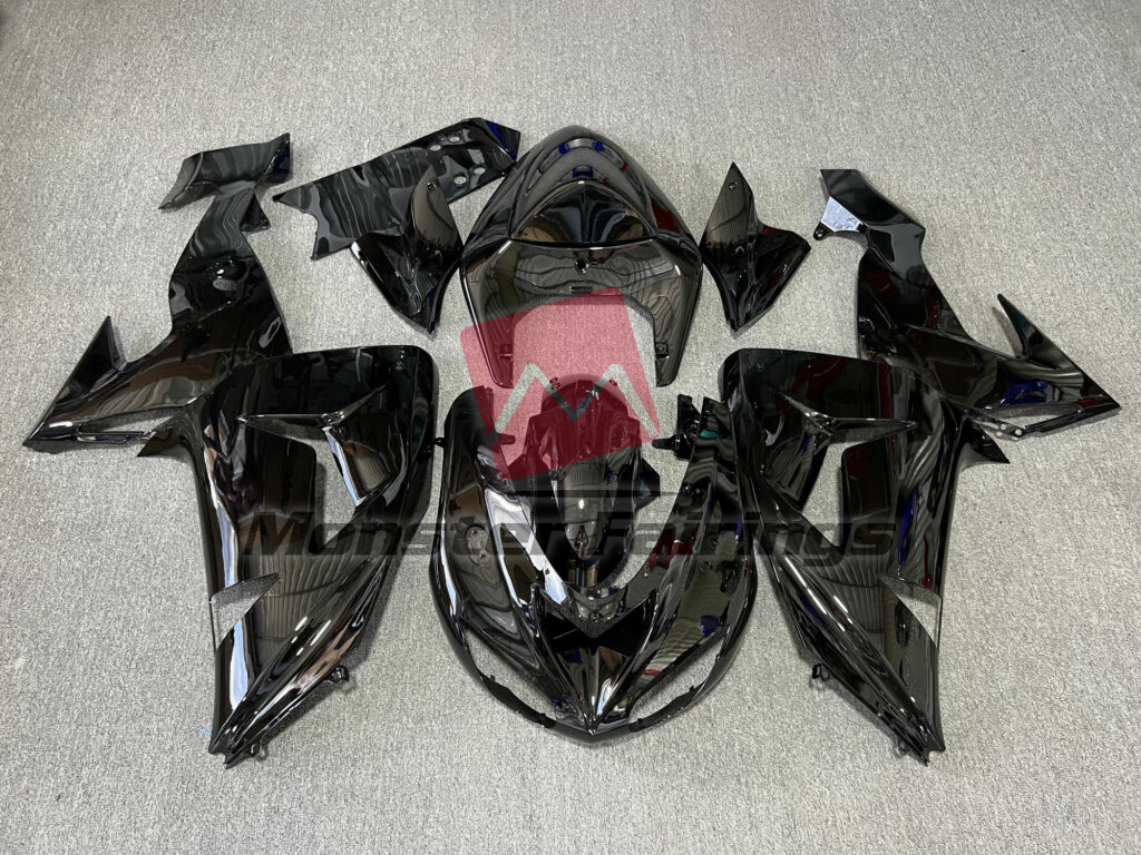 Kawasaki ZX10R 2006 - 2007 Gloss Deep Black ABS fairings - custom motorcycle bodywork kit by Monster Fairings
