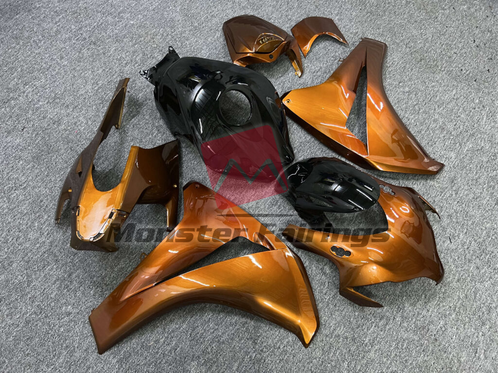 2008 - 2011 Honda CBR1000RR Gloss Metallic Orange & Black fairing set - ABS injection, custom painted by Monster Fairings