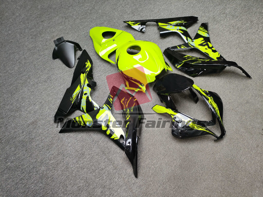 Gloss High Vis Yellow & Black Leyla Edition ABS fairings for Honda CBR600RR 2007 - 2008 - premium OEM fit kit by Monster Fairings
