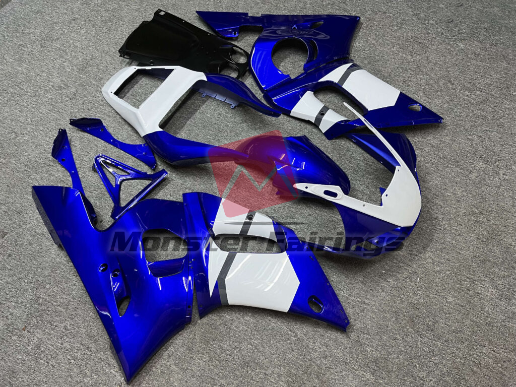 Gloss Deep Blue & White ABS fairings for Yamaha R6 1998 - 2002 - premium OEM fit kit by Monster Fairings