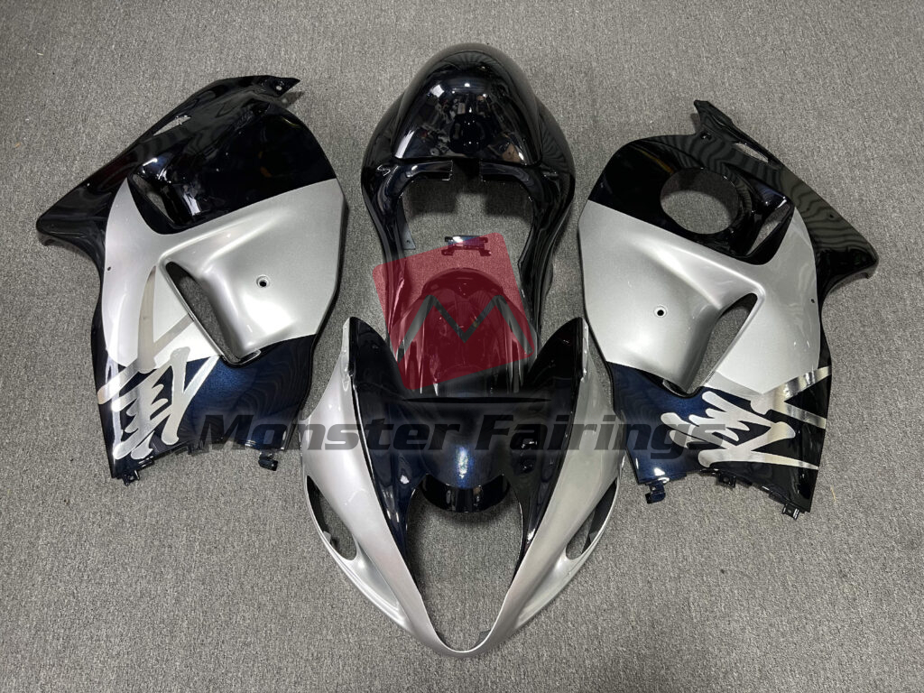 Suzuki GSXR 1300 1997 - 2007 Gloss Midnight Blue & Silver ABS fairings - custom motorcycle bodywork kit by Monster Fairings