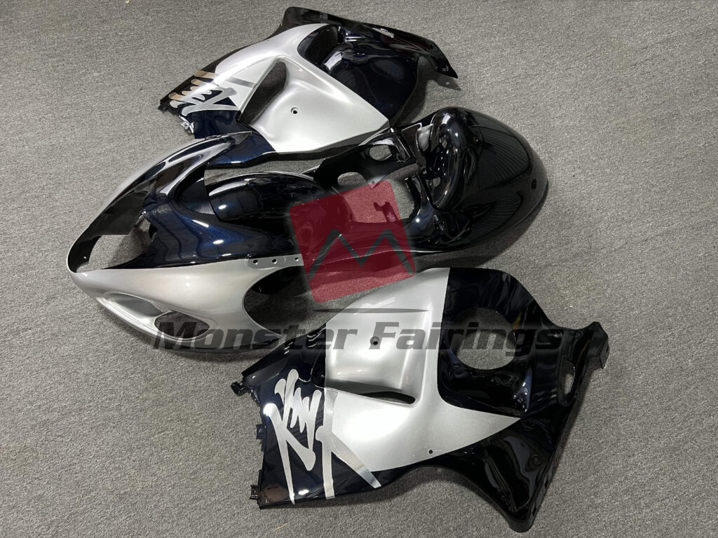 1997 - 2007 Suzuki GSXR 1300 Gloss Midnight Blue & Silver fairing set - ABS injection, custom painted by Monster Fairings