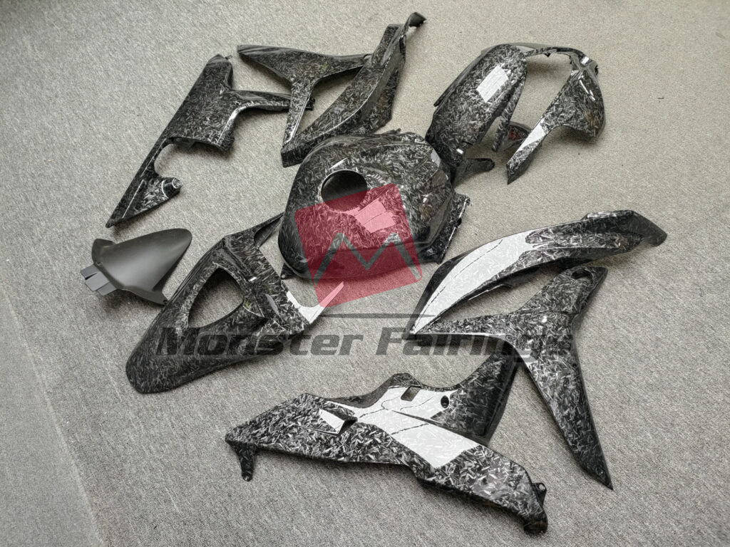 2007 - 2008 Honda CBR600RR Gloss Forged Carbon Fiber Style fairing set - ABS injection, custom painted by Monster Fairings