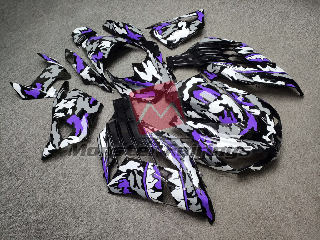 Kawasaki ZX14R custom ABS fairings 2012 - 2024 in Gloss Black & Gray With Purple Monster - durable replacement kit, Monster Fairings