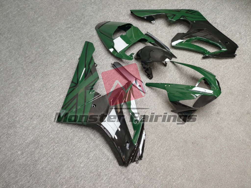 Triumph Daytona 675 custom ABS fairings 2006 - 2008 in Gloss Green & Black Flag - durable replacement kit, Monster Fairings