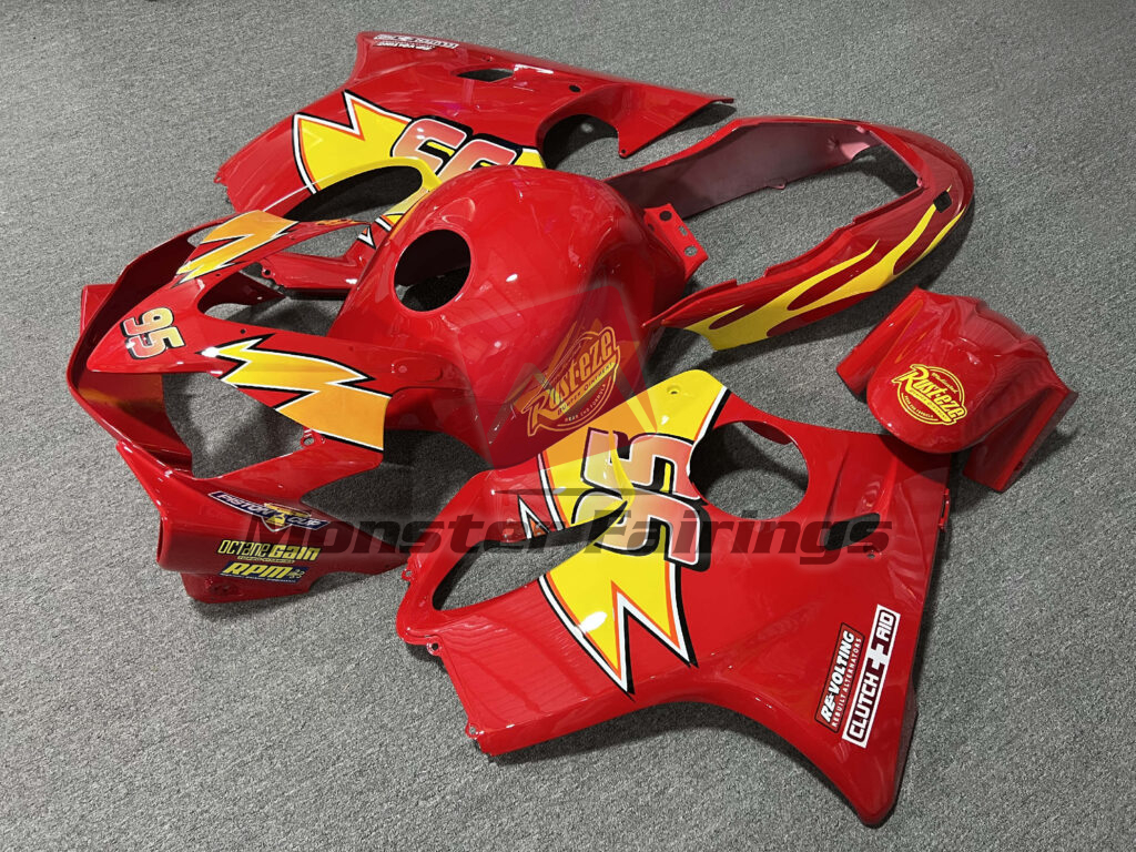 Honda CBR600 F4i 2004 - 2007 ABS fairings, Gloss Red & Yellow Lightning McQueen - high - quality motorcycle kit by Monster Fairings