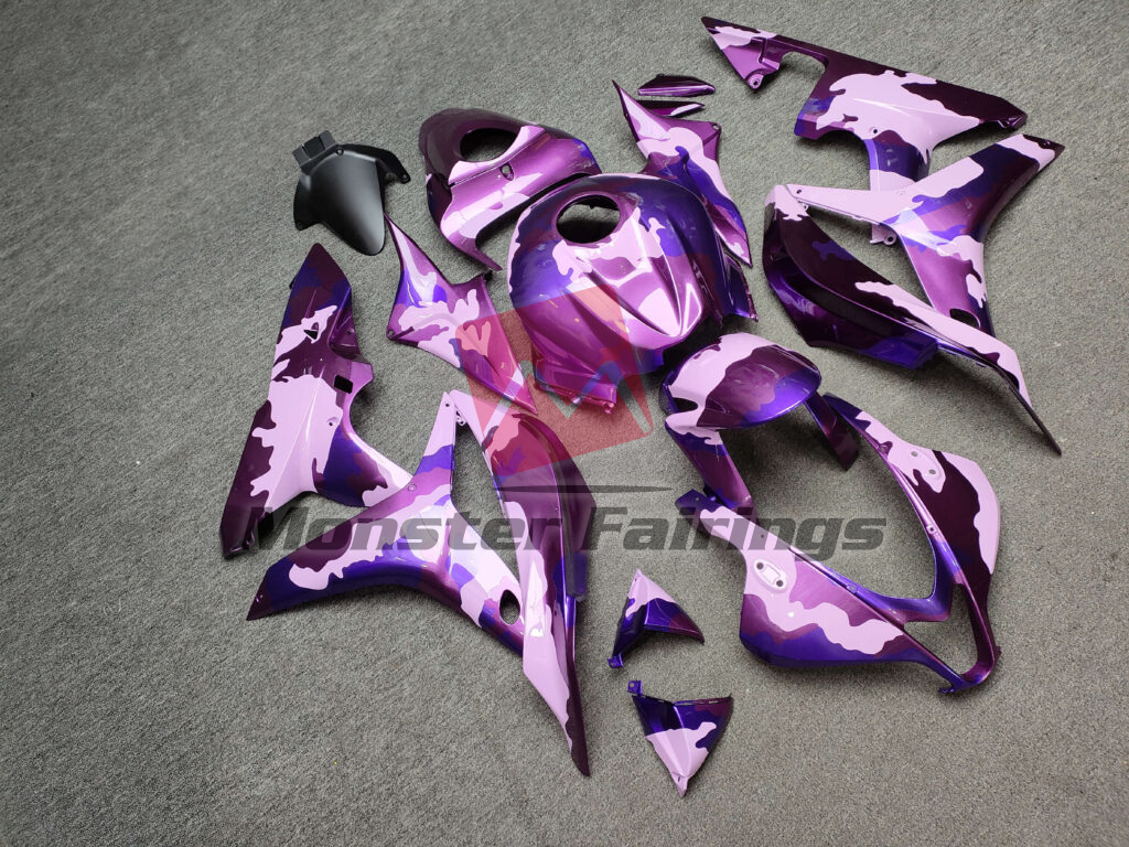 2007 - 2008 Honda CBR600RR Gloss Purple & Pink Camo fairing set - ABS injection, custom painted by Monster Fairings