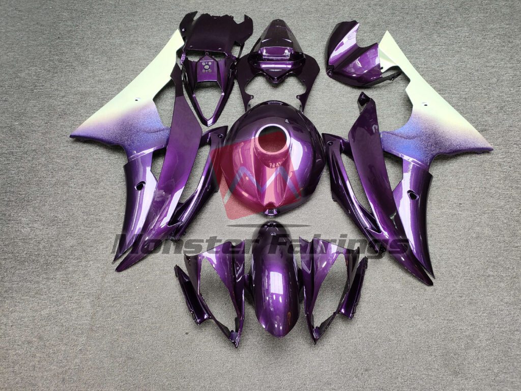 Yamaha R6 2008 - 2016 Gloss Purple To White Fade ABS fairings - custom motorcycle bodywork kit by Monster Fairings