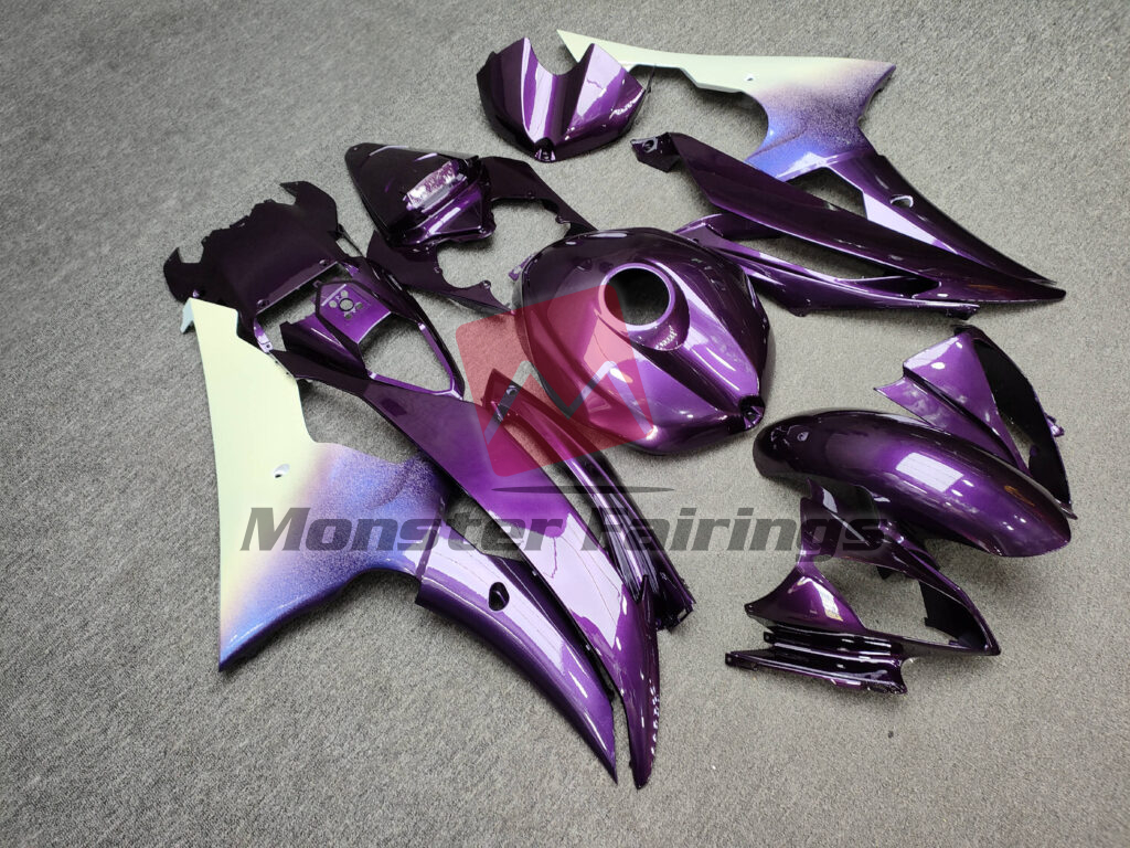 Yamaha R6 custom ABS fairings 2008 - 2016 in Gloss Purple To White Fade - durable replacement kit, Monster Fairings