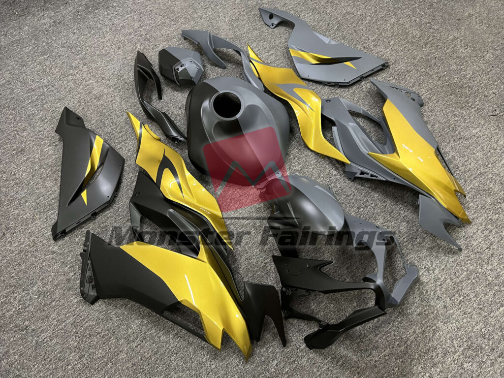 Matte Metallic Black & Dark Gray With Gloss Gold ABS fairings for Kawasaki ZX6R 2019 - 2023 - premium OEM fit kit by Monster Fairings