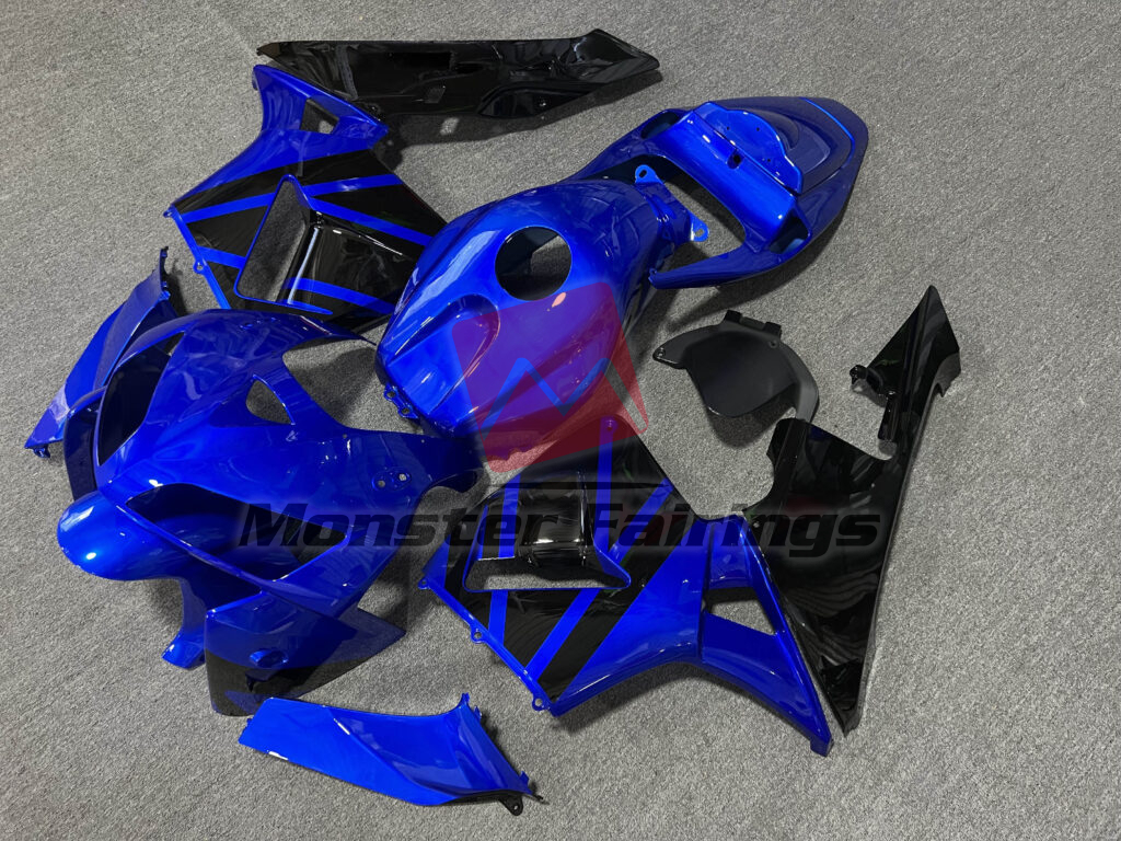 Honda CBR600RR custom ABS fairings 2005 - 2006 in Gloss Blue With Black - durable replacement kit, Monster Fairings