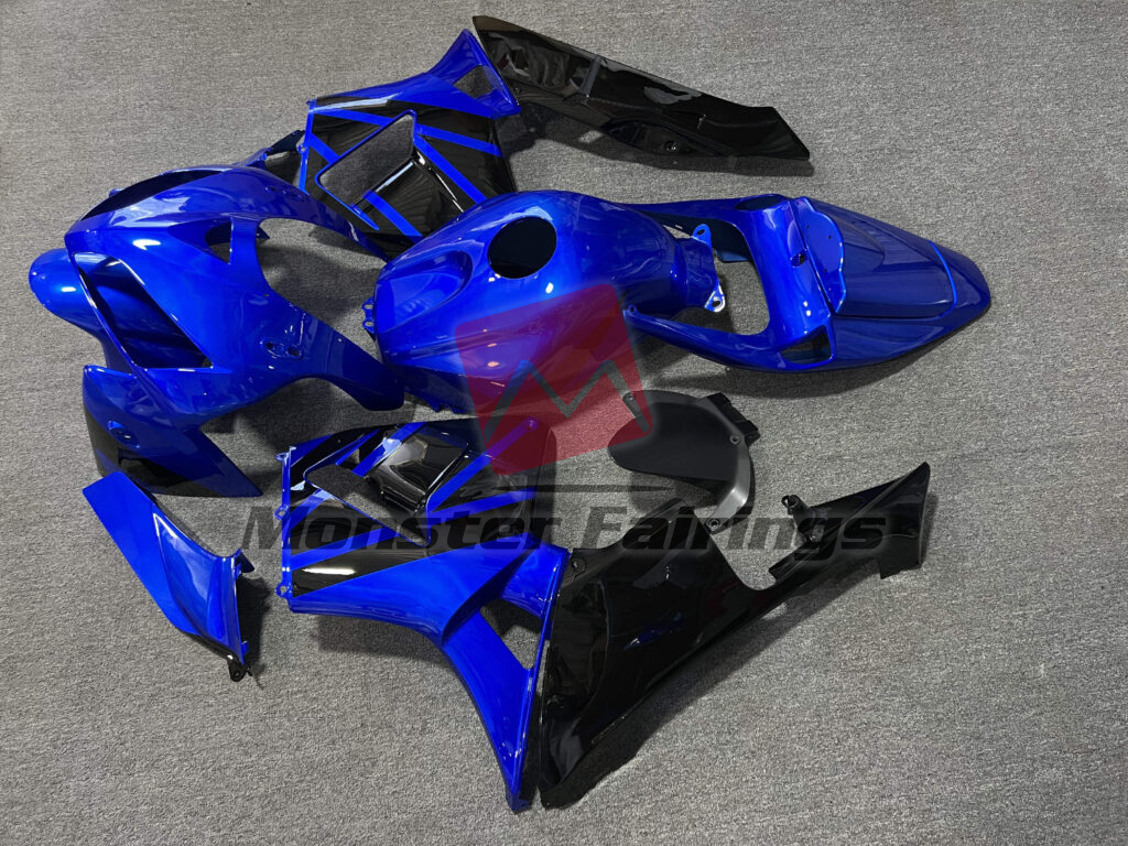 2005 - 2006 Honda CBR600RR Gloss Blue With Black fairing set - ABS injection, custom painted by Monster Fairings