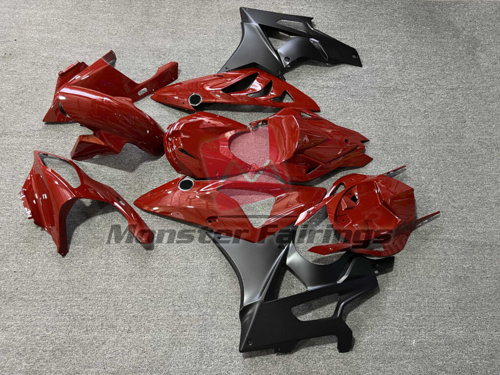 2009 - 2014 BMW S1000RR Gloss Red & Matte Black fairing set - ABS injection, custom painted by Monster Fairings