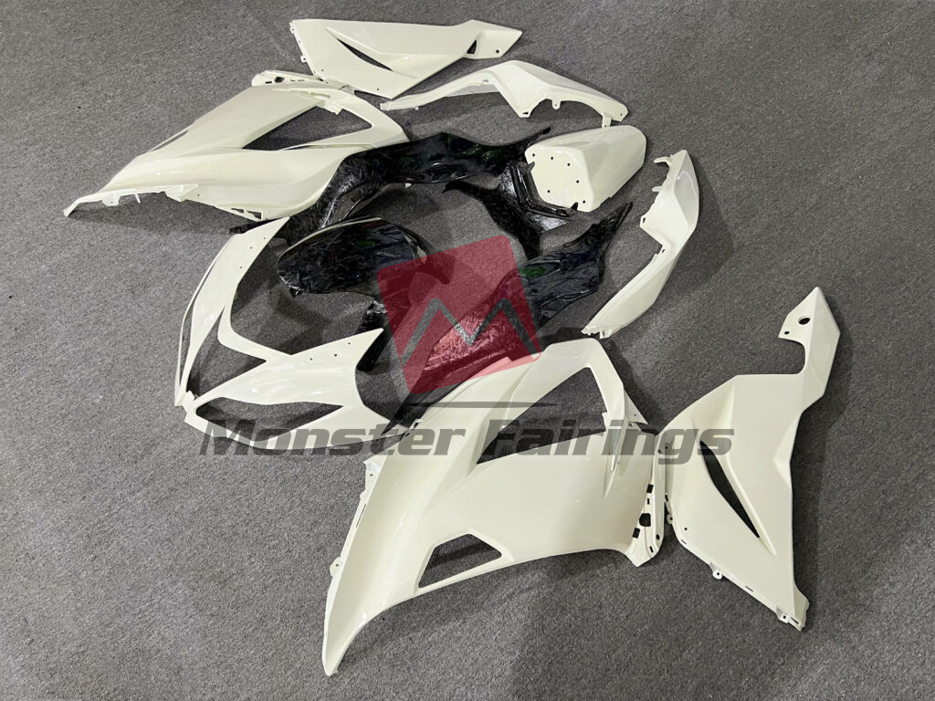 Kawasaki ZX6R custom ABS fairings 2013 - 2018 in Gloss Light Yellow With Forged Carbon Fiber Style - durable replacement kit, Monster Fairings