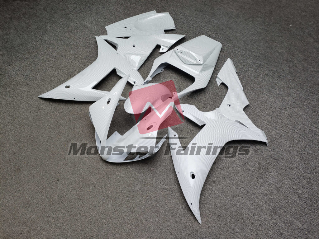 Gloss White Carbon Fiber Style ABS fairings for Yamaha R1 2002 - 2003 - premium OEM fit kit by Monster Fairings