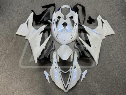 Triumph Daytona 675 2013-2017 Gloss Pearl White With Blue Flakes & Matte Black ABS Fairings | Monster Fairings