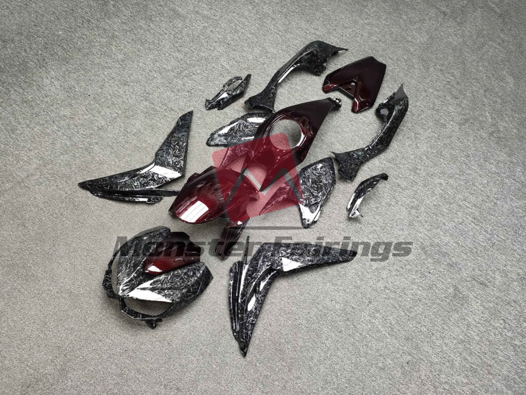 Gloss Black Forged Carbon Fiber Style With Red Carbon Fiber Style ABS fairings for Kawasaki Z1000 2014 - 2017 - premium OEM fit kit by Monster Fairings