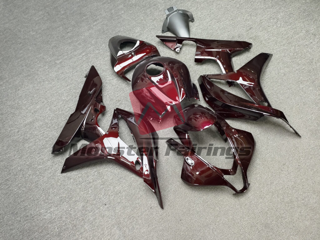 Honda CBR600RR custom ABS fairings 2007 - 2008 in Gloss Maroon Red Carbon Fiber Style - durable replacement kit, Monster Fairings