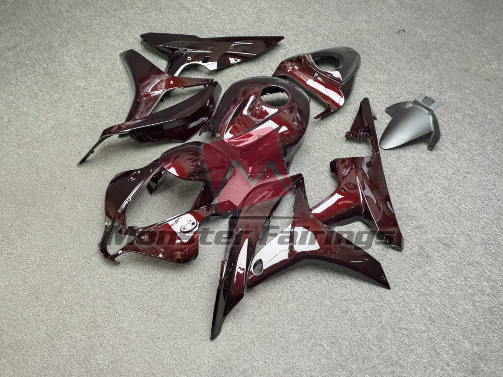 Gloss Maroon Red Carbon Fiber Style ABS fairings for Honda CBR600RR 2007 - 2008 - premium OEM fit kit by Monster Fairings