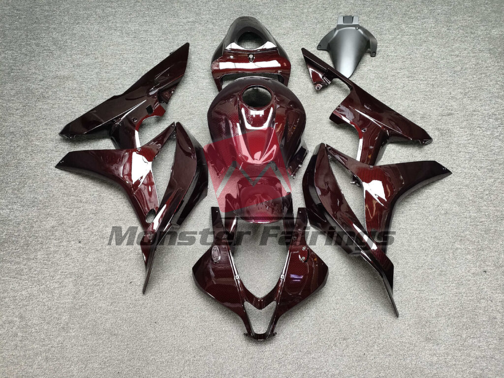 Honda CBR600RR 2007 - 2008 Gloss Maroon Red Carbon Fiber Style ABS fairings - custom motorcycle bodywork kit by Monster Fairings