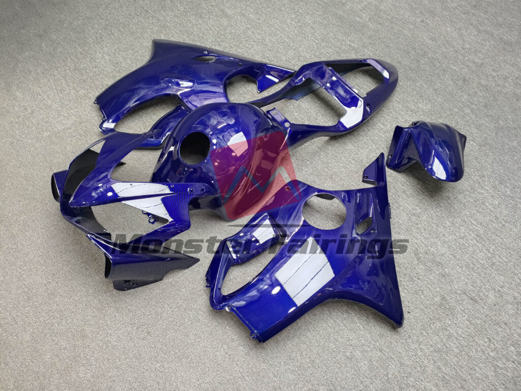 2001 - 2003 Honda CBR600 F4i Gloss Blue Carbon Fiber Style fairing set - ABS injection, custom painted by Monster Fairings