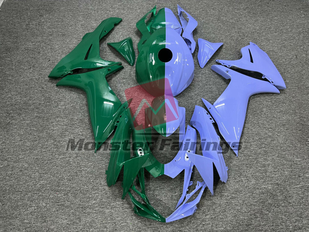 Suzuki GSXR 600 - 750 2011 - 2025 Gloss Light Purple & Green ABS fairings - custom motorcycle bodywork kit by Monster Fairings