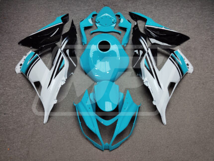 Kawasaki ZX6R 2013-2018 Gloss Light Blue With White & Black ABS Fairings | Monster Fairings