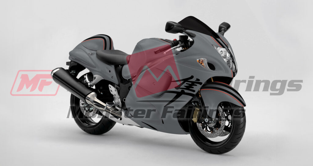 Gloss Nardo Gray With Black & Red ABS fairings for Suzuki GSXR 1300 1997 - 2007 - premium OEM fit kit by Monster Fairings