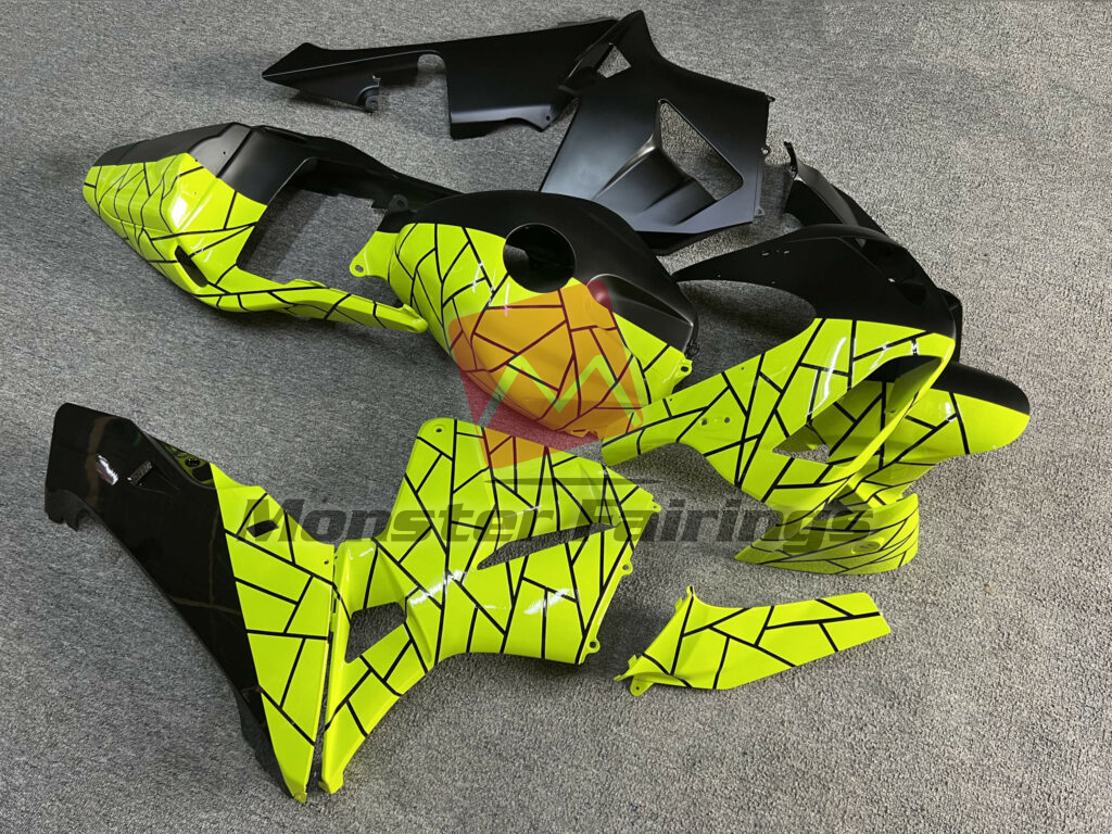 Gloss High Vis Yellow & Matte Black Pattern Split ABS fairings for Honda CBR600RR 2003 - 2004 - premium OEM fit kit by Monster Fairings