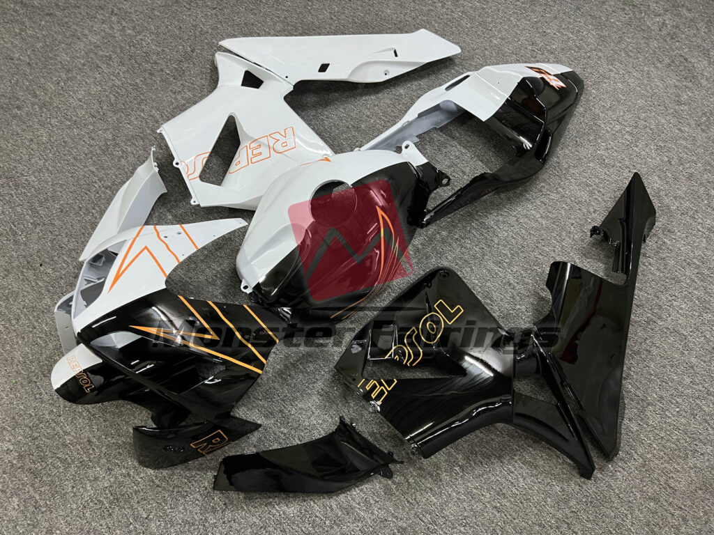 Honda CBR600RR custom ABS fairings 2003 - 2004 in Gloss White & Black "Repsol"" Split - durable replacement kit