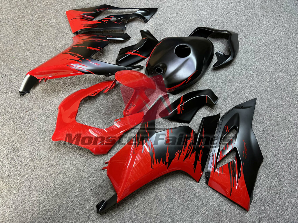 Matte Black & Gloss Red Splash ABS fairings for Ducati Panigale V2 2020 - 2024 - premium OEM fit kit by Monster Fairings