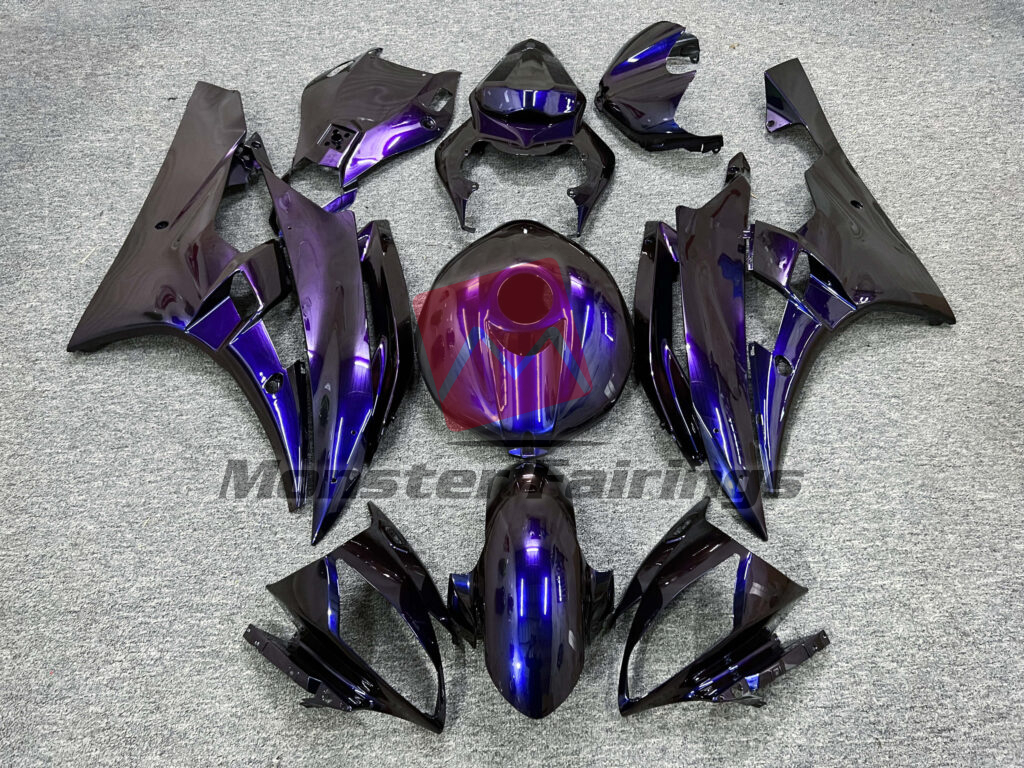 Yamaha R6 2006 - 2007 Gloss Blue & Purple Iridescent ABS fairings - custom motorcycle bodywork kit by Monster Fairings