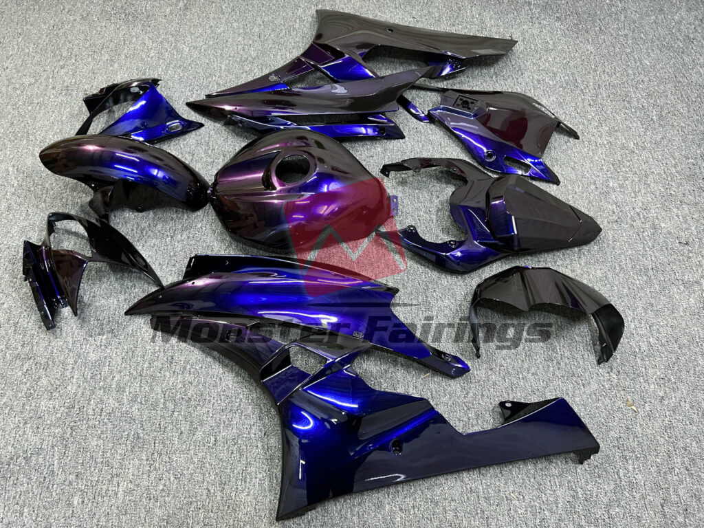 2006 - 2007 Yamaha R6 Gloss Blue & Purple Iridescent fairing set - ABS injection, custom painted by Monster Fairings