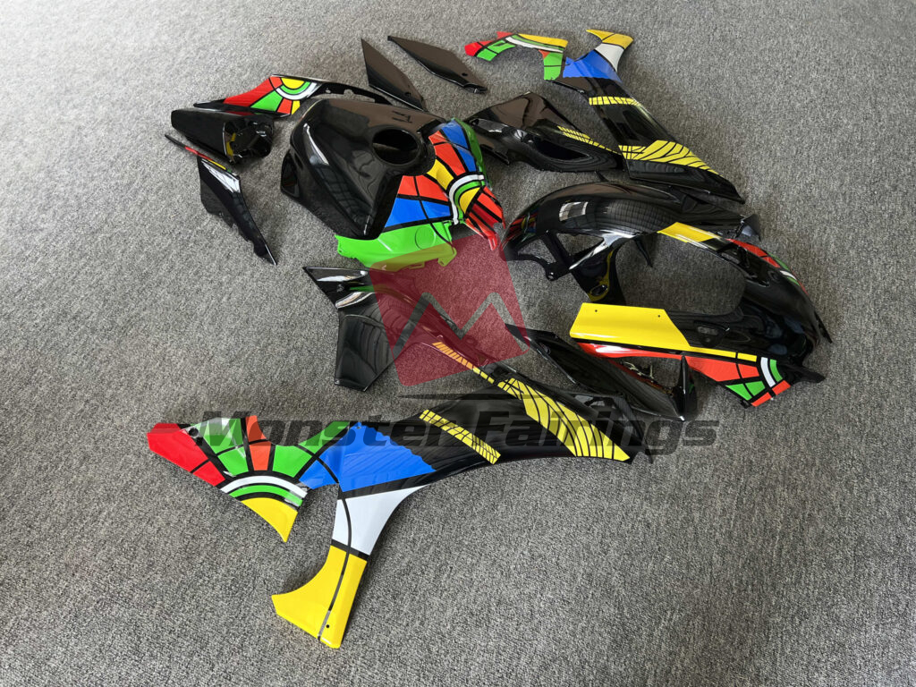 Yamaha R1 custom ABS fairings 2020 - 2025 in Gloss Black, Yellow, Red & Green - durable replacement kit, Monster Fairings