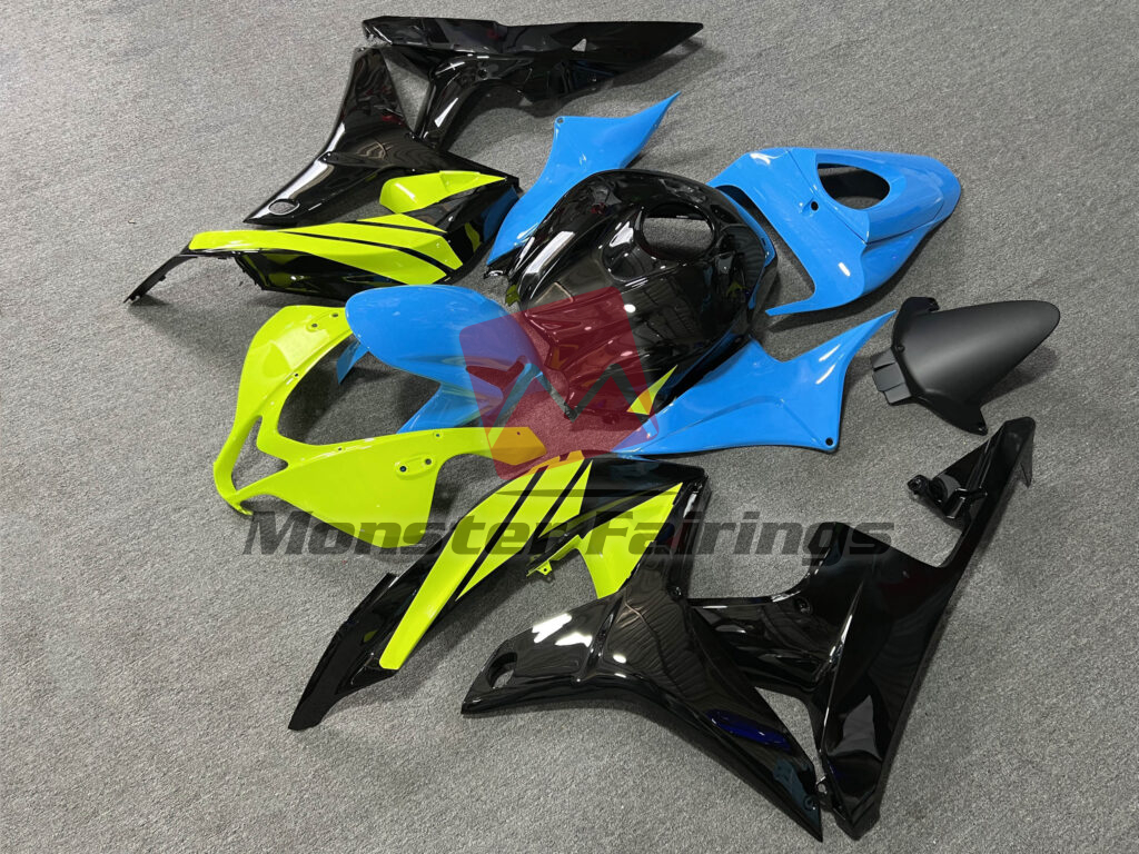 Gloss Black With Light Blue & High Vis Yellow ABS fairings for Honda CBR600RR 2007 - 2008 - premium OEM fit kit by Monster Fairings