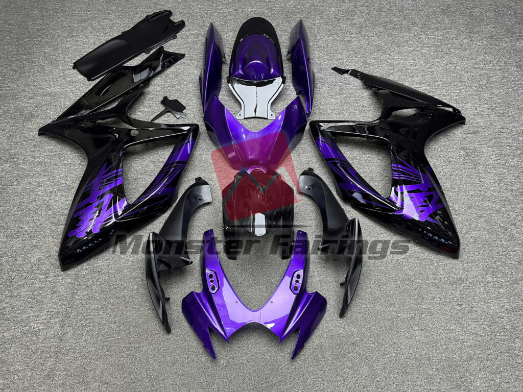 Suzuki GSXR 600 - 750 2006 - 2007 Gloss Black With Purple ABS fairings - custom motorcycle bodywork kit by Monster Fairings