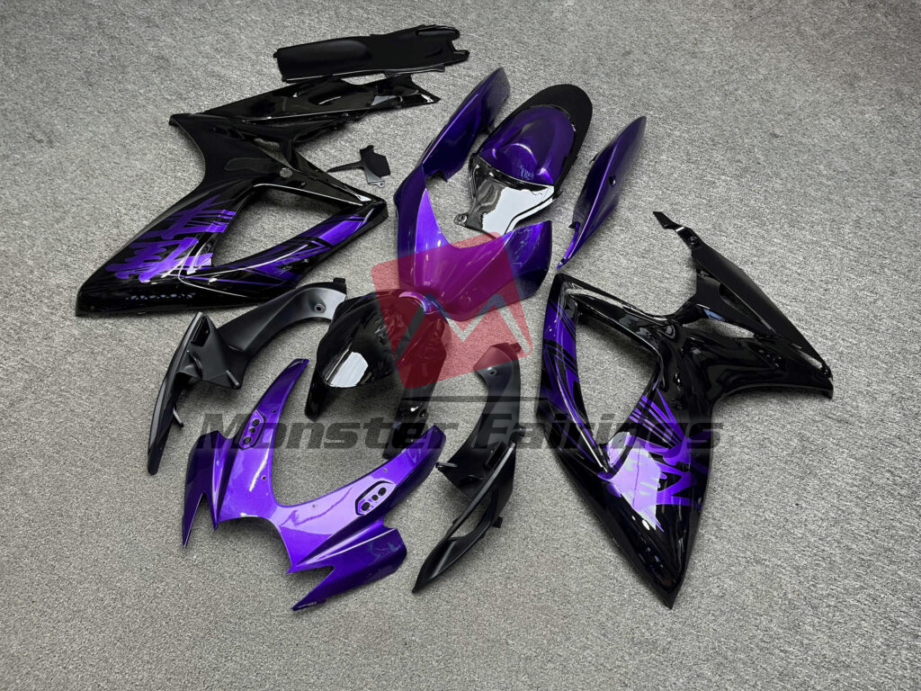 Gloss Black With Purple ABS fairings for Suzuki GSXR 600 - 750 2006 - 2007 - premium OEM fit kit by Monster Fairings
