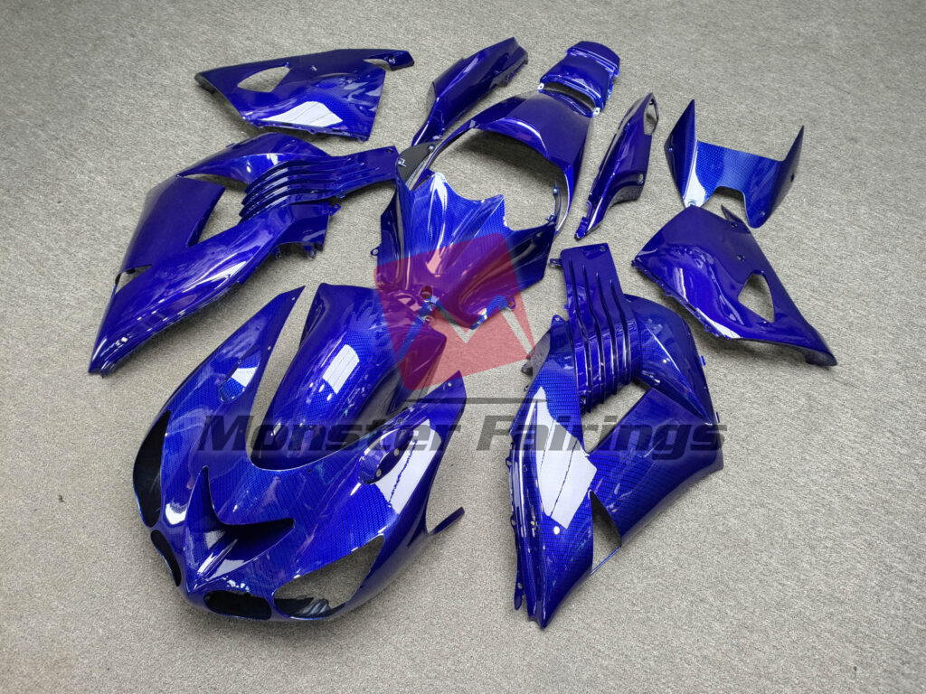 Gloss Blue Carbon Fiber Style ABS fairings for Kawasaki ZX14R 2006 - 2011 - premium OEM fit kit by Monster Fairings