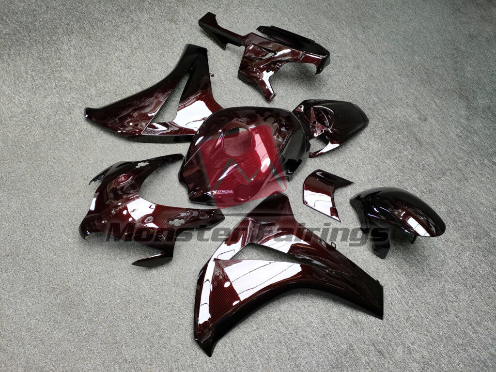 2008 - 2011 Honda CBR1000RR Gloss Maroon Red Carbon Fiber Style fairing set - ABS injection, custom painted by Monster Fairings