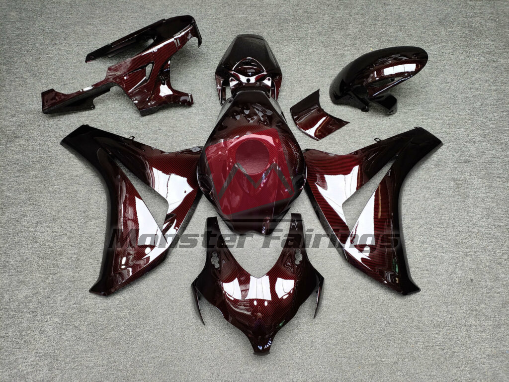 Honda CBR1000RR 2008 - 2011 Gloss Maroon Red Carbon Fiber Style ABS fairings - custom motorcycle bodywork kit by Monster Fairings