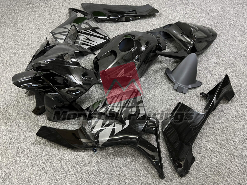 Gloss Black With Silver ABS fairings for Honda CBR600RR 2005 - 2006 - premium OEM fit kit by Monster Fairings