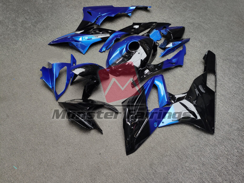 BMW S1000RR custom ABS fairings 2015 - 2016 in Gloss Black & Blue Split - durable replacement kit, Monster Fairings