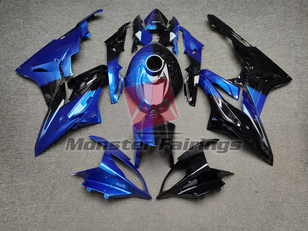 BMW S1000RR 2015 - 2016 Gloss Black & Blue Split ABS fairings - custom motorcycle bodywork kit by Monster Fairings