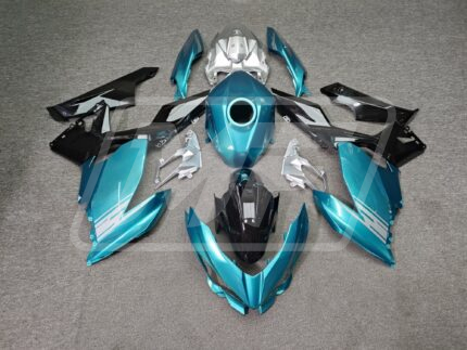 Kawasaki Ninja 400 2018-2024 Gloss Dark Aqua & Black With Silver ABS Fairings | Monster Fairings