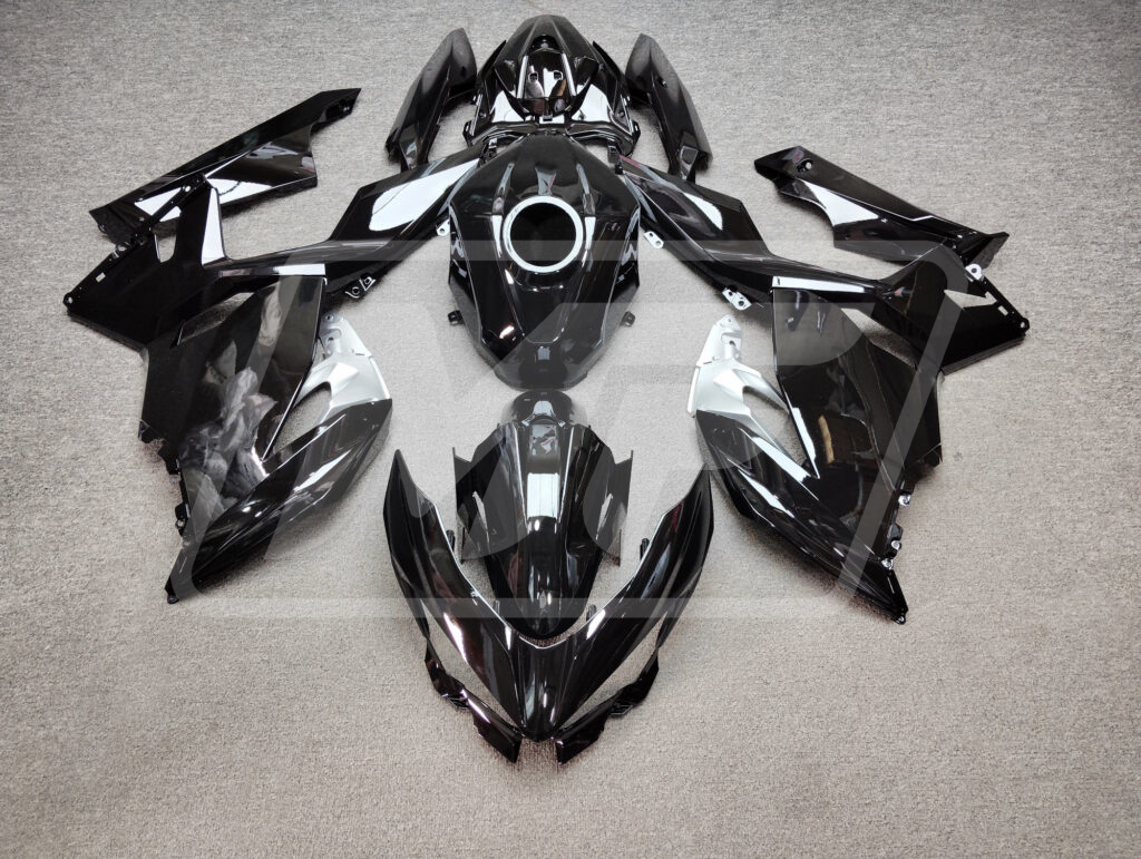 Kawasaki Ninja 400 2018 - 2024 Gloss Metallic Black ABS fairings - custom motorcycle bodywork kit by Monster Fairings