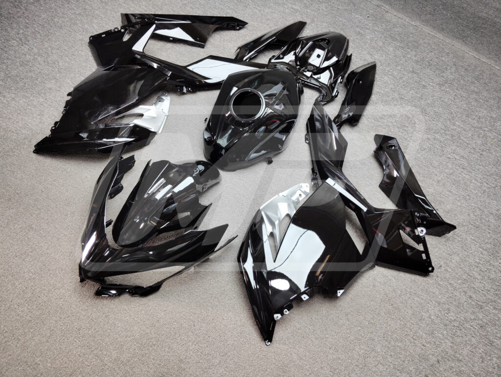 Gloss Metallic Black ABS fairings for Kawasaki Ninja 400 2018 - 2024 - premium OEM fit kit by Monster Fairings
