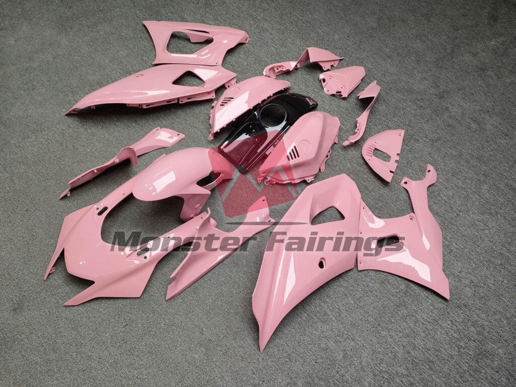 Yamaha R7 custom ABS fairings 2021 - 2025 in Gloss Pink & Black - durable replacement kit, Monster Fairings